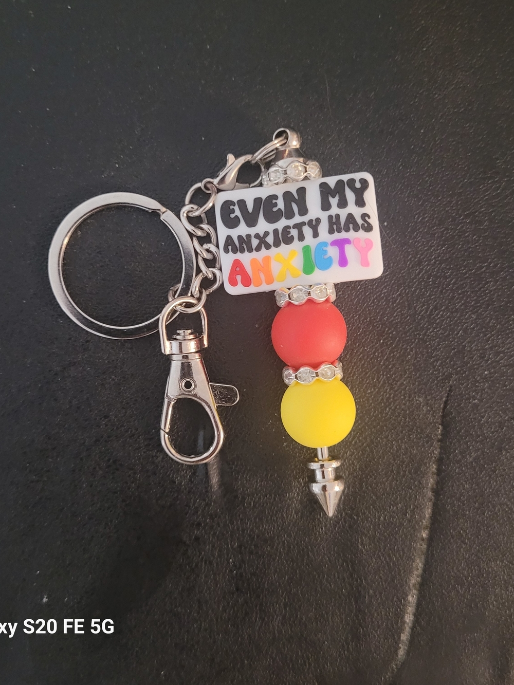 Handmade 'Even My Anxiety Has Anxiety' Keychain